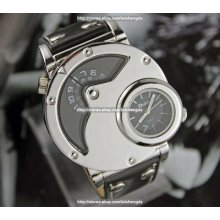 Dual Time Zone Quartz Fashion Military Army Watch Mens