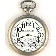 Dueber Watch Co Swiss Wind Up Pocket Watch Arabic Brushed Chrome OF