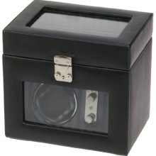 Dulwich Designs Black Leather Single Watch Rotator With Two Tone Sophisticated Lining