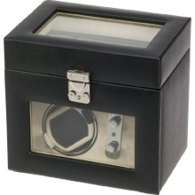 Dulwich Designs Black Leather Single Watch Rotator With Cream Lining