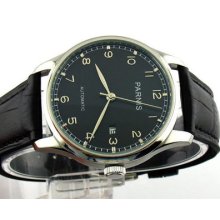 E114,parnis Black Automatic 43mm Watch