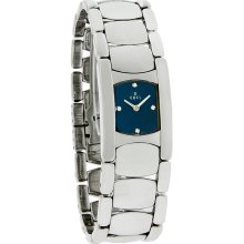 Ebel Beluga Manchette Ladies Diamond Blue Dial Swiss Quartz Watch 9057A21/47650