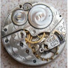 Elgin Pocket Watch Movement & Dial For Parts 43 Mm. In Diameter