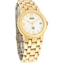 ESQ by Movado Crestone Mens White Day/Date Gold Tone Swiss Quartz Watch 0730081