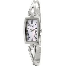 Esq By Movado Womens Stainless Steel Rectangular Mop Sienna Watch 07101371