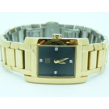 Esq E5343 Ladies Gold Tone Black Face Diamond Dial Swiss Watch By Movado