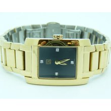 Esq E5343 Ladies Gold Tone Black Face Diamond Dial Swiss Watch By Movado