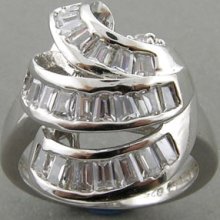 Ethnic 5+gms White Cz 925 Silver Rhodium Ring Sz6
