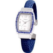 Ewatchfactory Birthstone Bangle Cuff Women's Quartz Watch With White Dial Analogue Display And Blue Plastic Or Pu Cuff 0914Bg0009