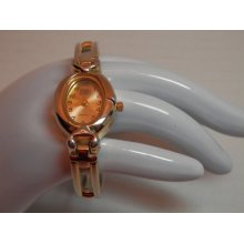 Faded Glory Ladies Watch Quartz Gold Tone Bracelet Oval Face Stainless Steel Back Works Petite Dainty Sensible Urban Chic Attractive Gift