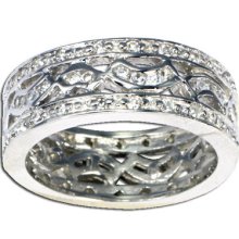 Fancy Band Cz Ring Sterling Silver 925 Fashion Polish Rhodium Plated Ship Usa