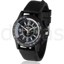 Fashion Black Sports Quartz Movement Waterproof Watch Wristwatch
