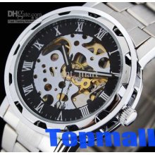 Fashion Hollow Steel Strap Automatic Mechanical Wristwatches For Men