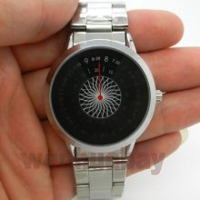 Fashion Quartz Sport Wrist Watch Iron Band Mens Turntable Dial Digital Q0810