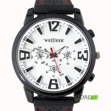 Fashion Sport White Dial Analog Lady Women Black Rubber Wrist Quartz Watch