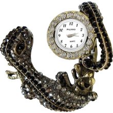 Fashion Watches Black Crystal Lizard Bangle Watch