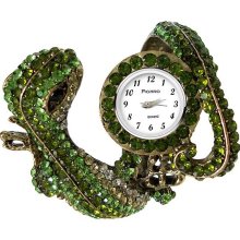 Fashion Watches Green Crystal Lizard Bangle Watch