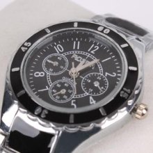 Fashion White/black Dial Plate Quartz Hand Sport Men Wrist Watch Steel Gift