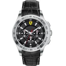 Ferrari Watch, Mens Chronograph Scuderia Black Leather Strap 44mm 8300