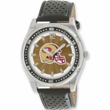 Football Watches - Men's Leather Strap San Francisco 49ers Stainless Watch