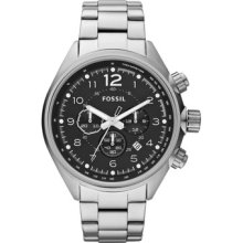 Fossil Flight Chronograph Black Dial Stainless Steel Bracelet Mens Watch Ch2800