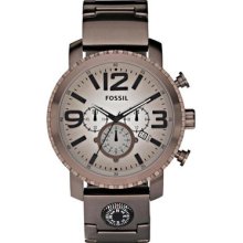Fossil Gage Brown Ion Jr1302 Gents Pink Steel Bracelet Chronograph Date Watch