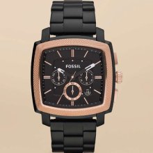 Fossil 'machine' Square Dial Black Rose Gold Stainless Steel Mens Watch Fs4720