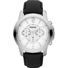 Fossil Mens Chronograph Grant Black Leatehr Watch Fs4647