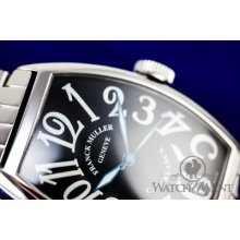 Franck Muller Mens Casablanca - Ref. 5850 - Black Dial Stainless Steel Bracelet