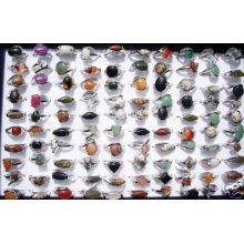Free Lots Mix Fashion Silver Plated Women's/men's Natural Stone Ring 100pcs Hot