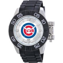 Game Time Watch, Mens Chicago Cubs Black Polyurethane Strap 47mm Mlb-b