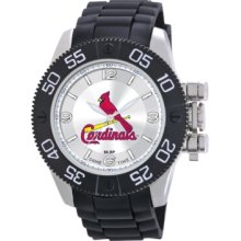 Game Time Watch, Mens St. Louis Cardinals Black Polyurethane Strap 47m