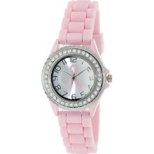 Geneva Platinum Women's 7805.BC.Silver Pink Rubber Quartz Watch w ...