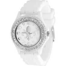 Geneva Platinum Women's Rhinestone Fleur De Lis Silicone