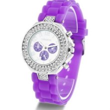 Geneva Silicone Crystal Quartz Ladies Women Jelly Wrist Watch Versicolor Unisex