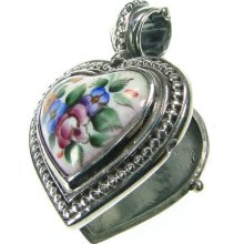 Gerochristo 3433 - Silver & Painted Porcelain Heart Locket Pendant - S - Multi-color - Multi-color - One Size