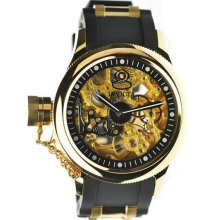 Gold Tone 42mm Russian Diver Skeleton Mechanical Timepiece