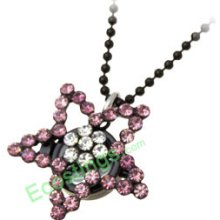 Good Jewelry Chain Necklace Purple Rhinestone Star Pendant Sweater Lady's Watch
