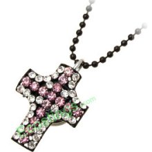 Good Jewelry Purple Cross Pendant Rhinestone Chain Necklace Lady's Quartz Watch