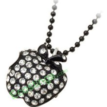 Good Jewelry Rhinestone Apple Pendant Chain Necklace Girl's Watch