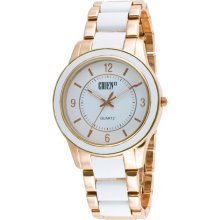 Gruen II Ladies Dress Watch w/Rose GT/White Round Case, White Dial and RGT/White Band