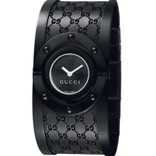 Gucci Swiss Twirl Black PVD Steel Bangle Ladies Watch YA112431