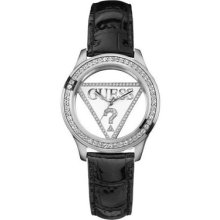 Guess Women Black Strap Transparent Dial Watch U95114ll2