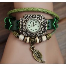 Hand-woven highend suede brecelet watch, leather retro watch,unisex charm bracelet watch DA013