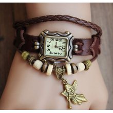 Hand-woven highend suede brecelet watch, leather retro watch,unisex charm bracelet watch DA008