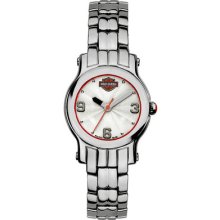 Harley-davidson Bulova Ladies White Dial Stainless Steel Bracelet Watch 76l156
