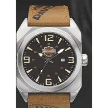 Harley Davidson Collection Men`s Watch W/ Brown Leather Strap