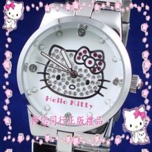 Hello Kitty White Dial Watch W/ Crystals Rc68-02c