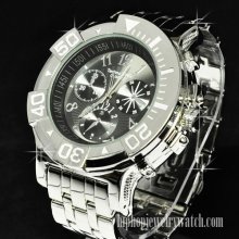 Hip Hop SNOOP Platinum Iced out Bling Metal band SILVER PL Watch #WM-
