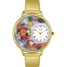 Holiday Feast Gold Leather And Goldtone Watch